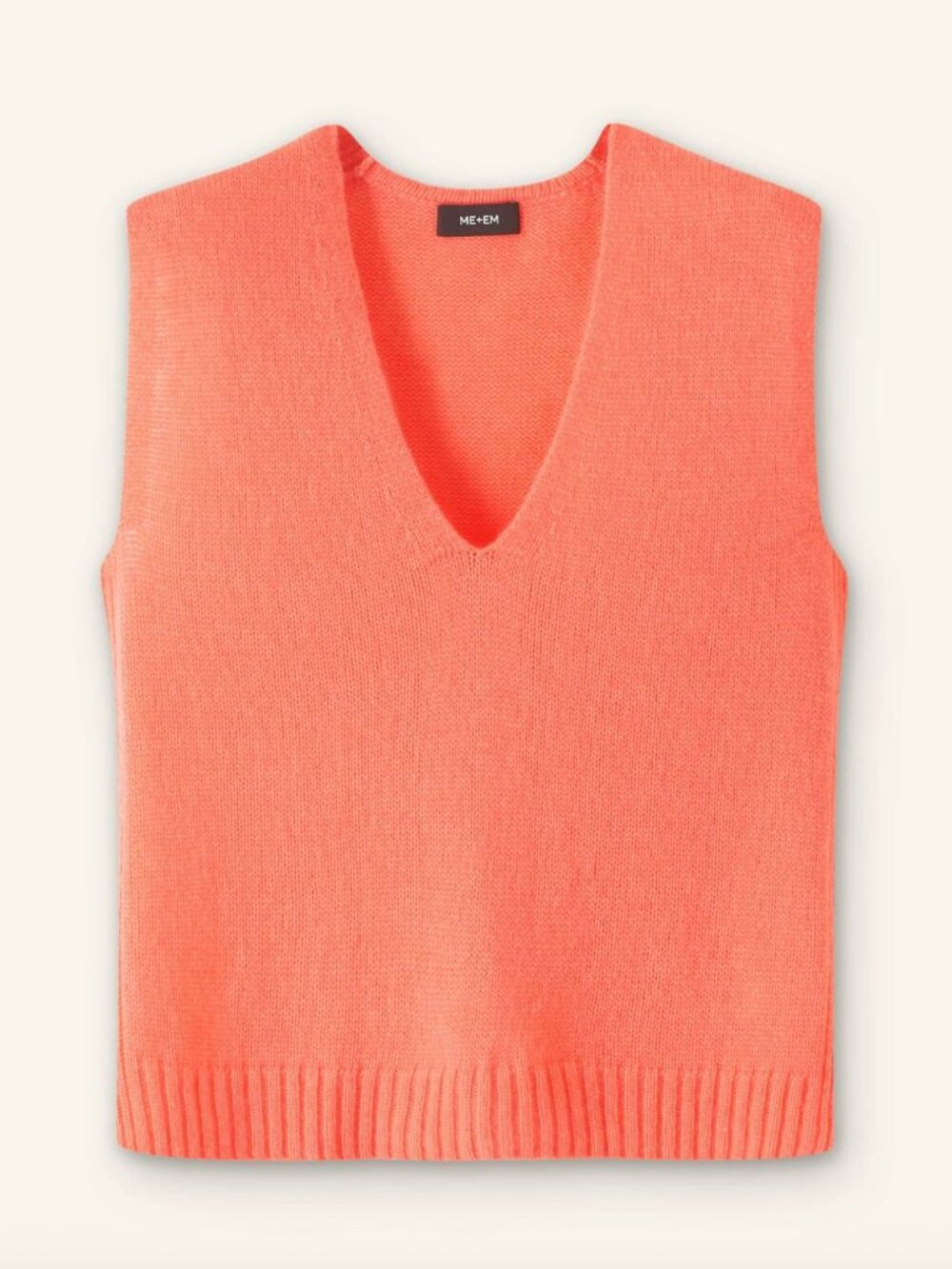 NWT ME+EM Merino Cashmere Silk V Neck Vest (Neon Peach) - Medium - Picture 3 of 9